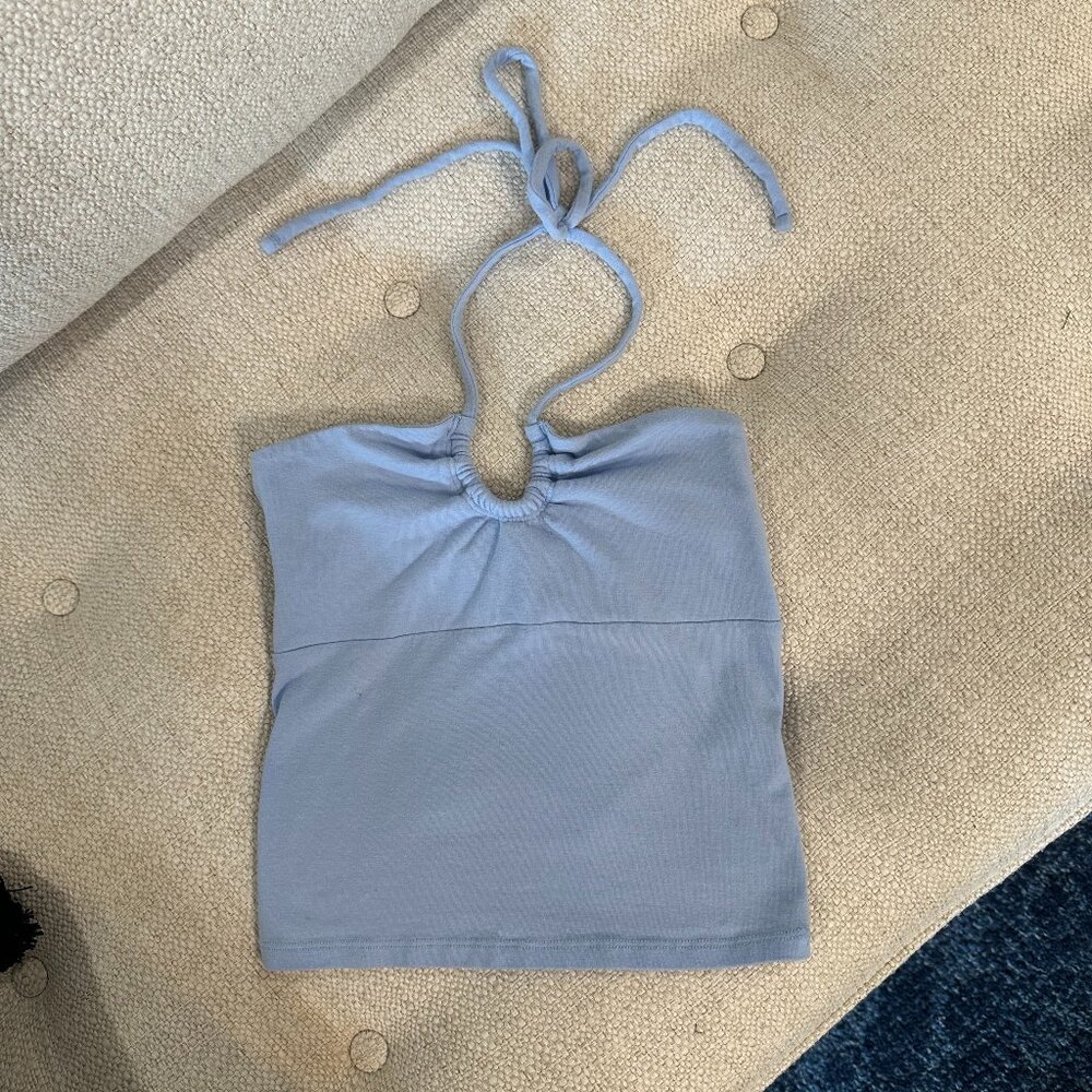 Hollister baby blue cropped cinch halter top - Size XS
